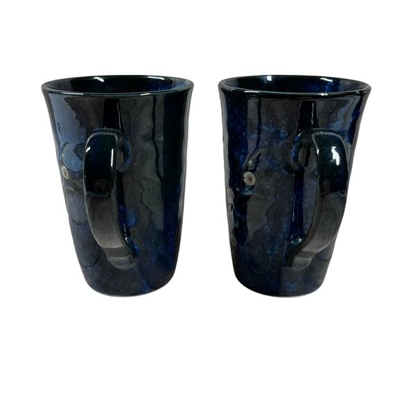 World Market Pair Cherry Blossom Blue Porcelain 10 oz Mug Cup Floral Japan - Picture 4 of 13